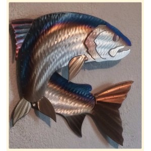 Metal Salmon,Fish,Fly,Fishing,Cabin.Lodge,Art,Wall,Home decor,Wildlife   223073215163